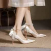 Satin Pearl Chain Bridal Heels