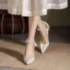 Satin Pearl Chain Bridal Heels