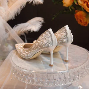 Rhinestone Pearl Stiletto Wedding Heels
