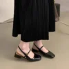 Square Toe Buckle Heels