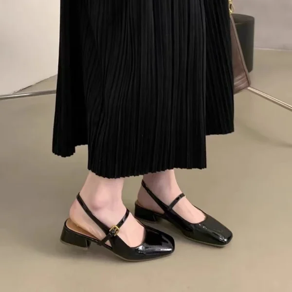 Square Toe Buckle Heels