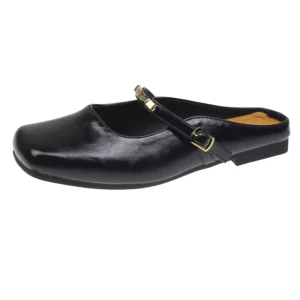 Square Toe Buckle Mules