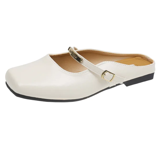 Square Toe Buckle Mules