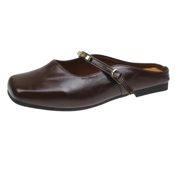 Square Toe Buckle Mules