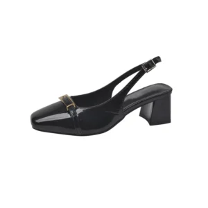 Square Toe Buckle Chunky Heels
