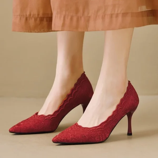 French Lace Stiletto Wedding Heels