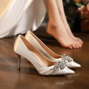 Satin Rhinestone Stiletto Bridal Heels