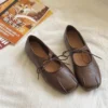 Square Toe Ruffled Bow Flats