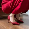 Embroidered Pointed-Toe Stiletto Heels