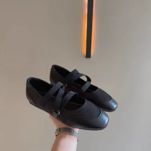 Square Toe Elastic Flats