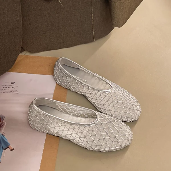 Round Toe Mesh Flats
