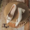 French Leather Rhinestone Chunky Heels