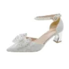 Bow Pearl Chain Bridal Heels