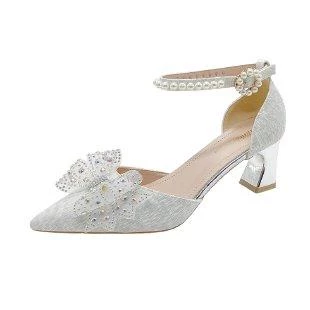 Bow Pearl Chain Bridal Heels